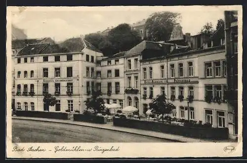 AK Bad Aachen, Hotel Goldmühlen und Prinzenbad