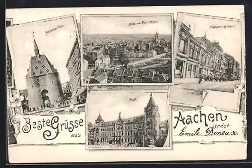 AK Aachen, Marschier-Tor, Post, Museum und Kurhaus