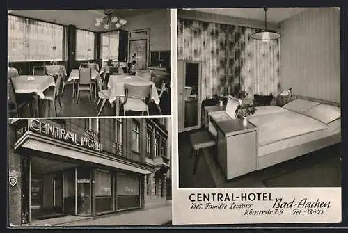 AK Bad Aachen, Central-Hotel, Bes. Familie Levano, Römerstr. 7-9