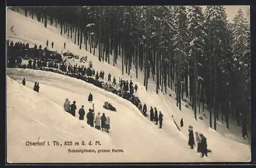 AK Oberhof i. Th., Bobsleighbahn, Grosse Kurve