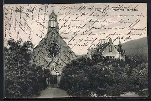 AK Freiburg i. Br., Englische Kirche mit Pfarrhaus