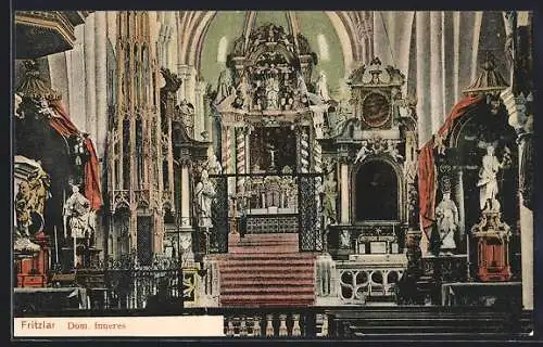 AK Fritzlar, Innenansicht des Doms mit Altar