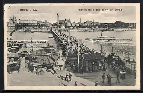 AK Köln-Deutz, Schiffbrücke und Blick auf Deutz