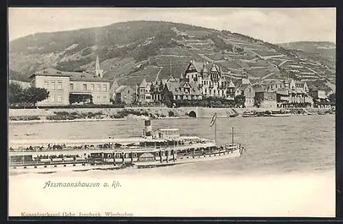 AK Assmannshausen a. Rh., Dampfer auf dem Rhein