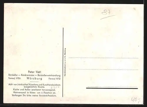 AK Würzburg, Gasthaus Ratskeller vom Peter Vaitl