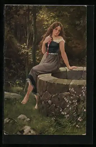 Künstler-AK R. Borrmeister: Am Brunnen