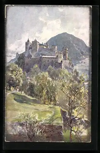 Künstler-AK Edward Harrison Compton: Burg hoch oben auf dem Fels