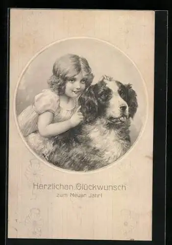 Künstler-AK R. Kratky: Mädchen mit Hund