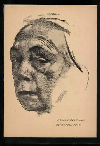 Künstler-AK Käthe Kollwitz: Selbstporträt 1924