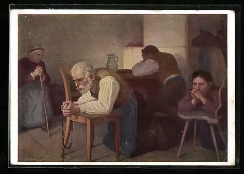 Künstler-AK Th. Walch: Abendgebet der Bauern