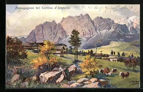 Künstler-AK Hans Treiber: Pomagagnon, Panorama