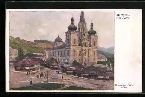 Künstler-AK Karl Ludwig Prinz: Mariazell, Partie am Platz
