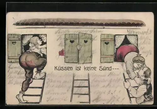 Künstler-AK Willi Scheuermann: Küssen ist keine Sünd
