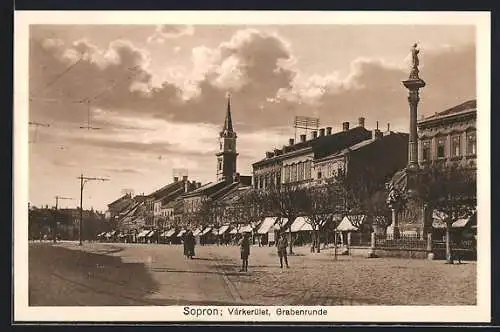 AK Sopron, Grabenrunde mit Denkmal