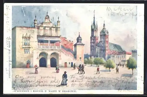 AK Krakow, Sukiennice i Kosciól P. Maryi