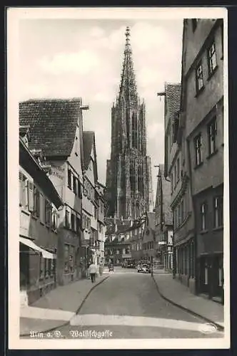 AK Ulm a. D., Walfischgasse, Blick auf das Münster