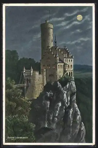 AK Schloss Lichtenstein im Mondenschein