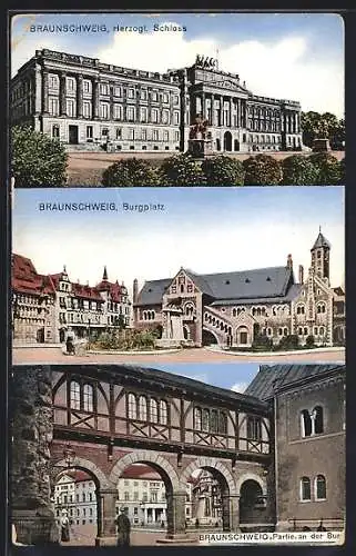 AK Braunschweig, Herzogl. Schloss, Burgplatz, Partie an der Burg