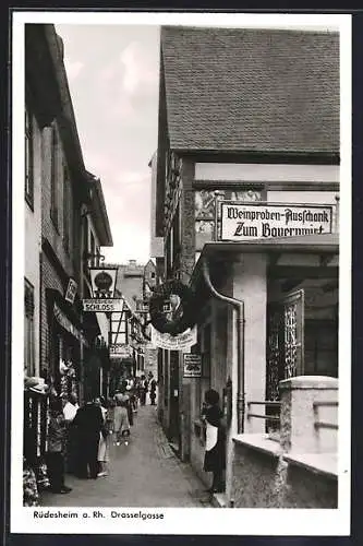 AK Rüdesheim a. Rh., Weinstube Zum Bauernwirt in der Drosselgasse
