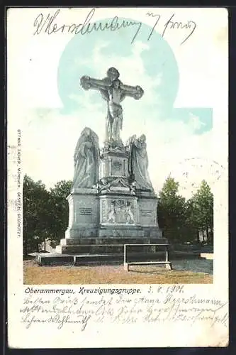 AK Oberammergau, Kreuzigungsgruppe