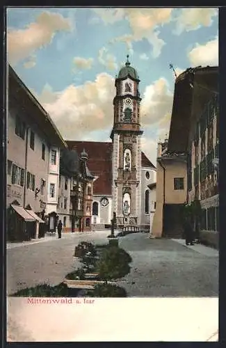 AK Mittenwald a. Isar, Gasthaus an der Kirche