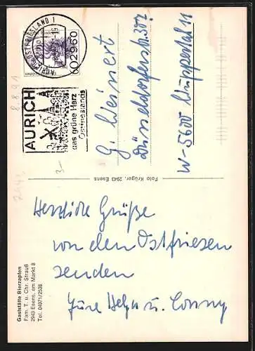 AK Esens, Gaststätte Bierzapfen, Fam. T. u. Chr. Strauss, Am Markt 8