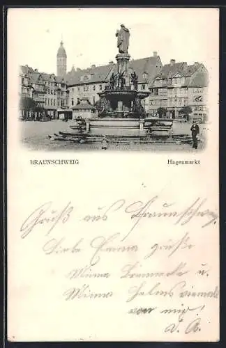 AK Braunschweig, Brunnen auf dem Hagenmarkt