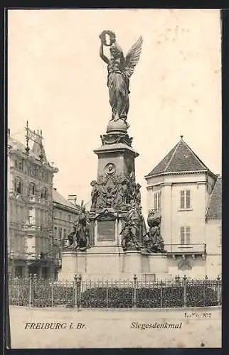 AK Freiburg i. Br., Blick auf das Siegesdenkmal