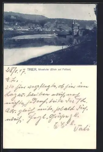AK Trier, Moselufer, Blick auf Pallien