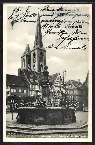 AK Halberstadt, Brunnen am Holzmarkt