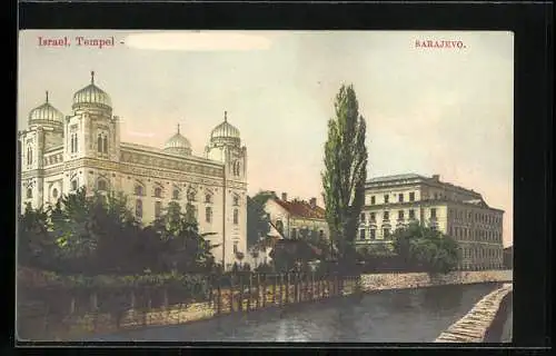 AK Sarajewo, Synagoge - Israel. Tempel, K.u.k. Korpskommando