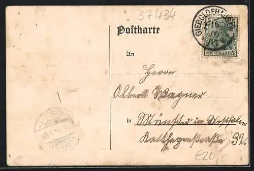 Künstler-AK Gieboldehausen, Kaiserliches Postamt, Gemeinde-Rathaus, Königliches Amtsgericht