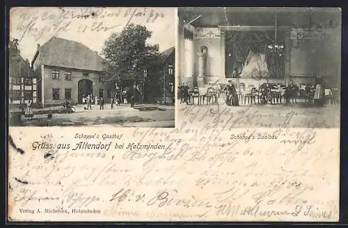 AK Altendorf /Holzminden, Gasthof Schoppe, Inneres Saalbau