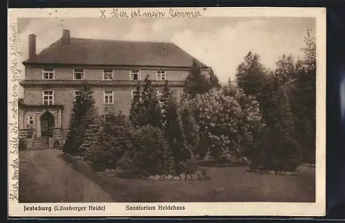 AK Jesteburg /Lüneb. Heide, Sanatorium Heidehaus mit Park