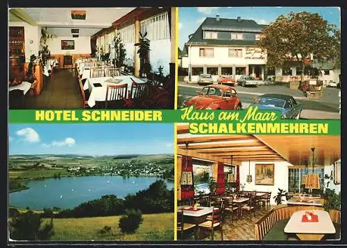 AK Schalkenmehren /Eifel, Hotel Schneider / Haus am Maar, Ortsansicht mit See