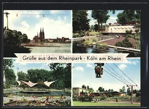 AK Köln-Deutz, Rheinpark, Sessellift, Tanzbrunnen