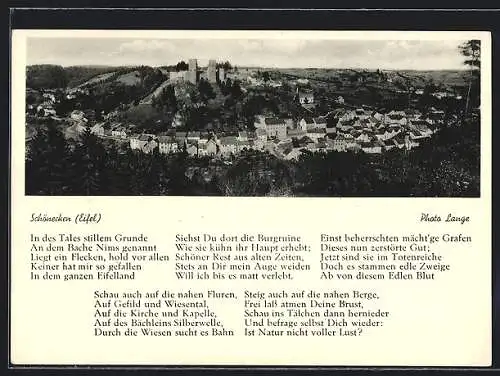 AK Schönecken /Eifel, Gesamtansicht mit Burg, Liedtext