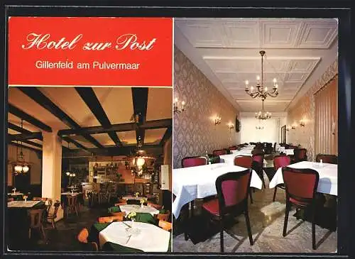 AK Gillenfeld /Eifel, Hotel zur Post Kalsch-Hommes, Innenansichten