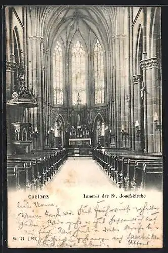 AK Coblenz, Inneres der St. Josefskirche