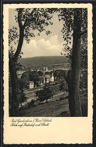 AK Bad Gandersheim / Harz, Blick auf Bahnhof und Stadt