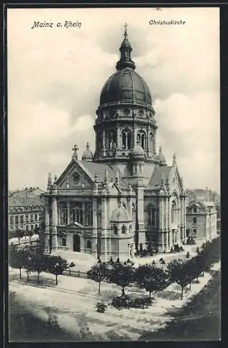 AK Mainz a. Rh., Chistuskirche mit Umgebung aus der Vogelschau