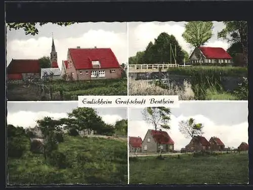 AK Emlichheim /Grafschaft Bentheim, Ortspartien mit Brücke und Kirche