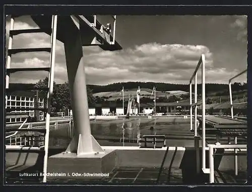 AK Reichelsheim /Odenwald, Schwimmbad, vom Sprungturm gesehen