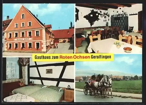 AK Gerolfingen am Hesselberg, Gasthaus zum Roten Ochsen Fam. Losert, Kutschfahrt