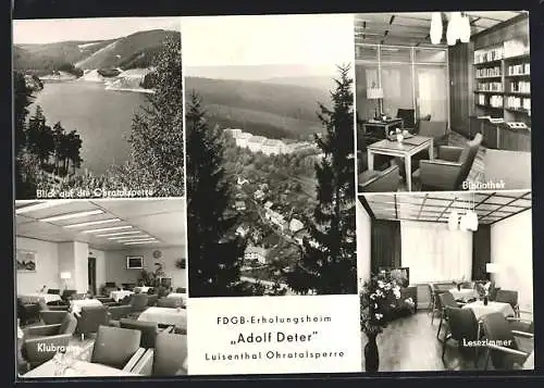 AK Luisenthal, FDGB-Erholungsheim Adolf Deter, Lesezimmer, Klubraum, Bibliothek