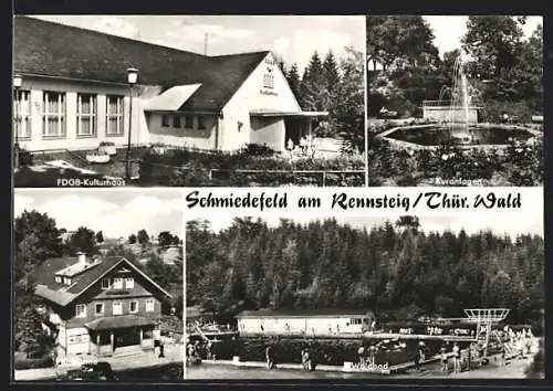 AK Schmiedefeld am Rennsteig, FDGB-Kulturhaus, Filmbühne, Waldbad