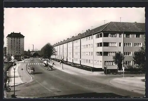 AK Braunschweig, Bebelhof mit Strassenpartie