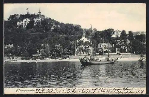 AK Hamburg-Blankenese, Teilansicht vom Wasser aus