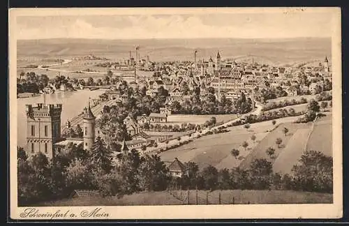 Künstler-AK Schweinfurt a. Main, Teilansicht mit Schloss