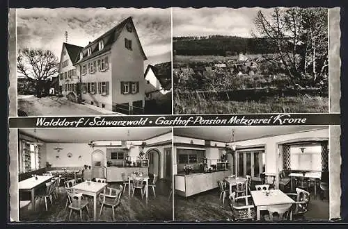 AK Walddorf /Schwarzwald, Gasthof-Pension Metzgerei Krone, Innenansichten